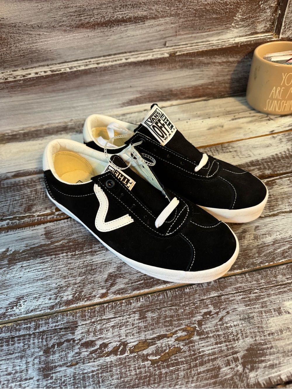 Vans Black Suede Low-Top Sneakers with White Stripe
